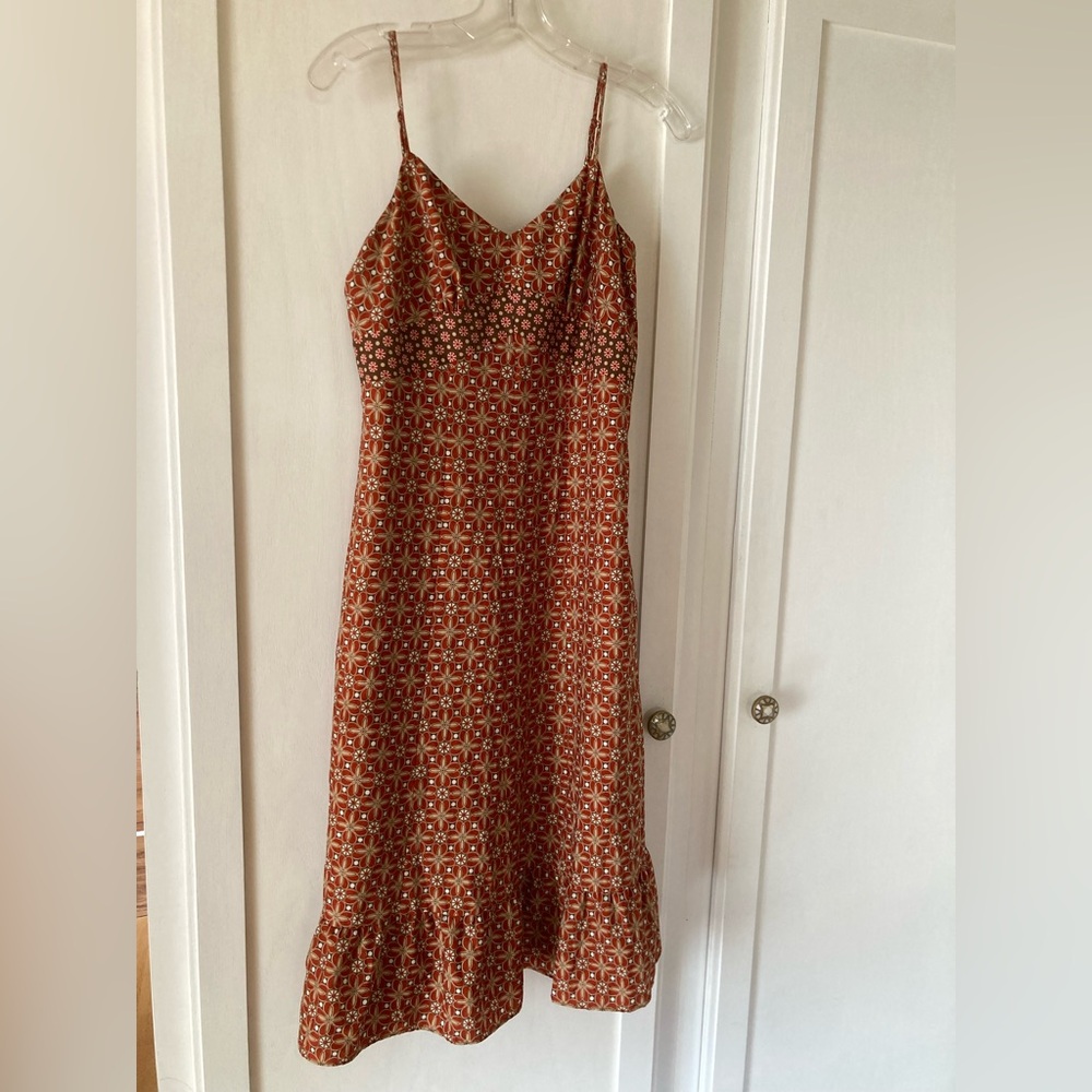 LOFT Women’s Orange Patterned midi dress